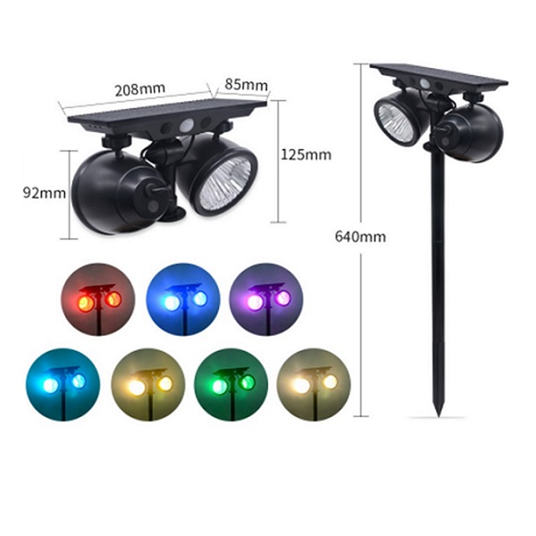 Solar Dual head lamp with PIR motion sensor